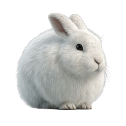 Fluffy White Rabbit Realistic 3D Icon | Cute Bunny