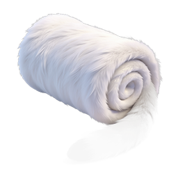 Realistisches flauschiges weißes Schwanz-Icon mit schwarzer Spitze