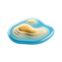 Abstract Fluid 3D Blob Icon - Glossy Blue & Cream