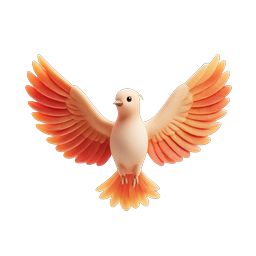 Flying Dove Icon - 3D Bird with Spread Wings