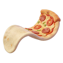 Ícone de fatia de pizza 3D voando - Pepperoni e Queijo