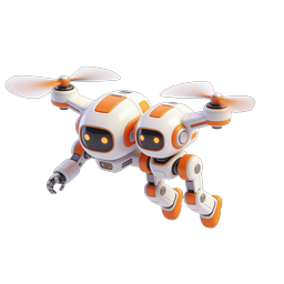 Flying Robot Drone Icon - Futuristic AI Quadcopter
