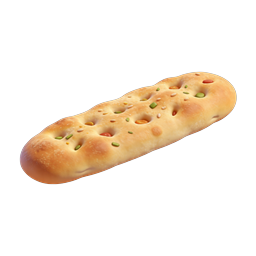 Focaccia Bread Icon - Artisan 3D Rendered Food Illustration