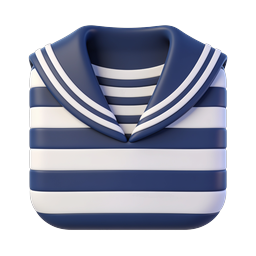 Biểu tượng 3D áo sơ mi kẻ sọc gấp | Trang phục màu xanh navy