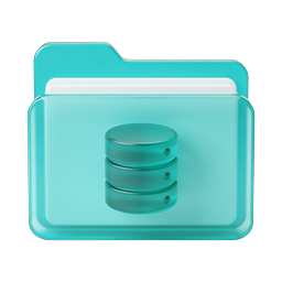Glossy Teal Folder Database Icon | 3D Data Storage