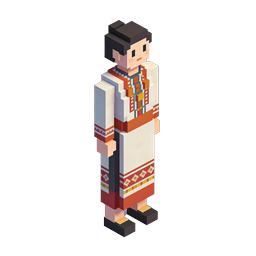 Traditional Folk Costume Voxel Character Icon