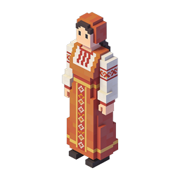 Traditional Folk Costume Voxel Character Icon