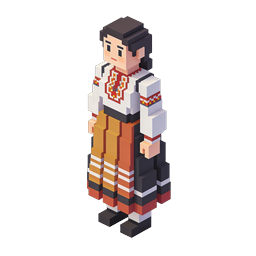 Traditional Folk Costume Voxel Character Icon
