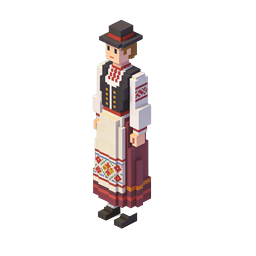 Traditional Folk Costume Voxel Character Icon