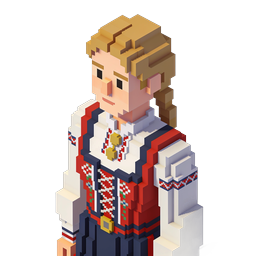 Traditional Folk Costume Girl Voxel Character Icon