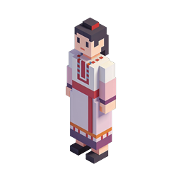 Icona 3D Voxel Costume Tradizionale Femminile
