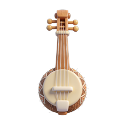 Traditional Folk Veena String Instrument 3D Icon