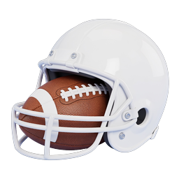 American Football Helmet with Ball Icon - 3D Realistic