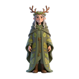 Forest Druid Fantasy Character 3D Icon