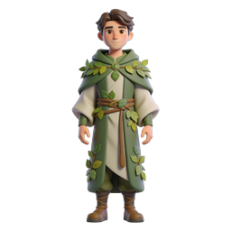 Forest Druid 3D Character Icon - Nature Guardian