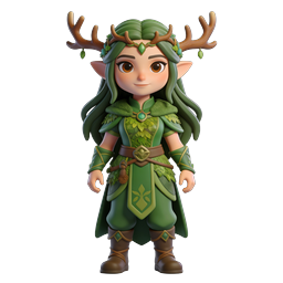 Forest Druid Elf Fantasy Character 3D Icon