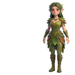 Forest Elf Character - 3D Fantasy Leaf Armor Icon