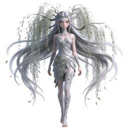 Enchanted Forest Elf Spirit with Willow Crown Fantasy Icon