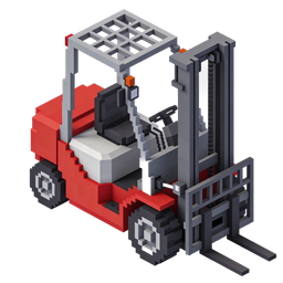 Ícone de empilhadeira pixelado para transporte e logística
