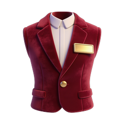 Elegant Burgundy Velvet Blazer Icon with Gold Name Badge