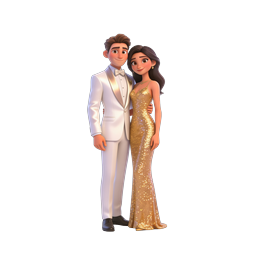 Elegant Formal Couple 3D Icon for Events