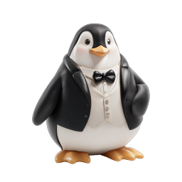 Formal Tuxedo Penguin Character - Elegant 3D Icon