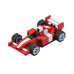 Voxel フォーミュラ1 レースカーアイコン - 3D アイソメトリックスタイル