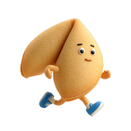 Cute Fortune Cookie Running Character 3D Icon