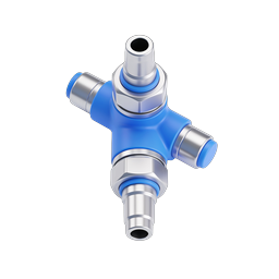 Four-Way Pipe Connector Icon - 3D Industrial Fitting