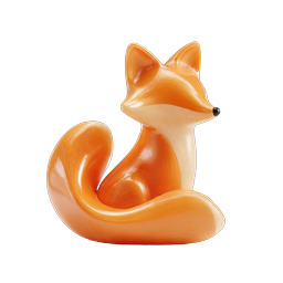 Stylized 3D Fox Sculpture Icon - Cute Wildlife Design