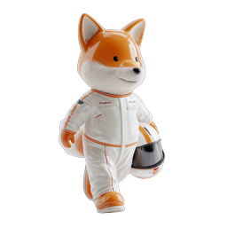 3D キツネの宇宙飛行士マスコットキャラクターアイコン