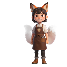 Cute Fox Barista Character 3D Illustration Icon