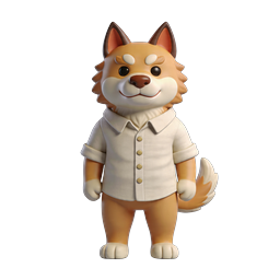 Adorable 3D Fox Character Icon in Stylish Shirt