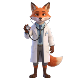 Friendly Fox Doctor 3D Medical Mascot Icon