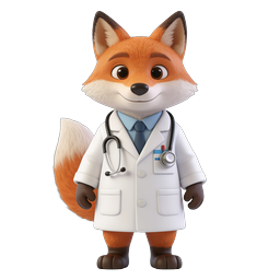 Charming Fox Doctor Icon for Healthcare Needs