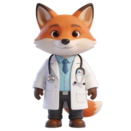 Cute Fox Doctor Character Icon | 3D Medical Mascot