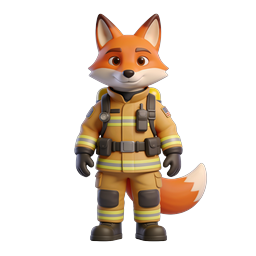 Friendly Fox Firefighter Icon for Kids and Safety Education