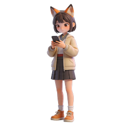 Fox Girl at Japanese Shrine - 3D Anime Character Icon