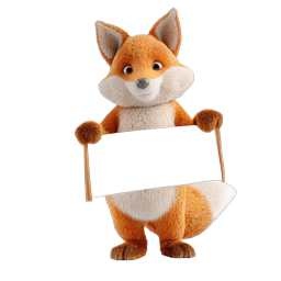 Иконка милой лисы с пустым знаком - 3D животное-талисман
