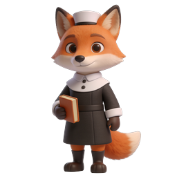 Fox Librarian Character | 3D Mascot Icon