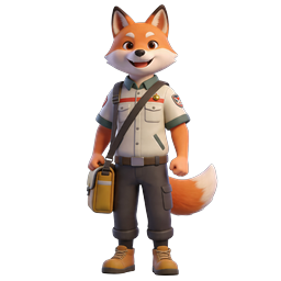Friendly Fox Postal Worker Delivery Mascot Icon