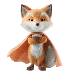 Cute Fox Superhero 3D Character Icon