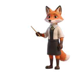 Cute Fox Teacher Character - 3D Education Icon