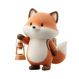 Mignon renard 3D avec lanterne - Icône d'animal adorable