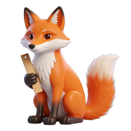 Süßes Fuchs-3D-Icon mit Lineal - Bildung & Messung