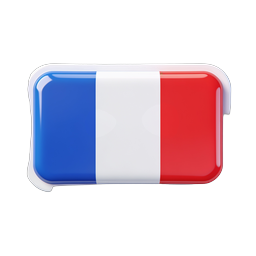 France Flag Icon - 3D Glossy Tricolor Badge