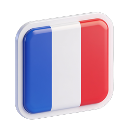 French Flag Icon - Glossy 3D Tricolor Button