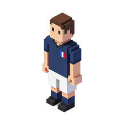 French Football Player Voxel Icon - 3D Isometric Sports Character
