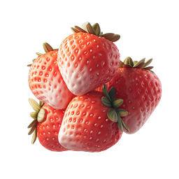 Fresh Strawberries Cluster 3D Icon - Realistic Food Illustration