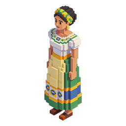Frida Kahlo Voxel 3D Icon - Mexican Artist Character